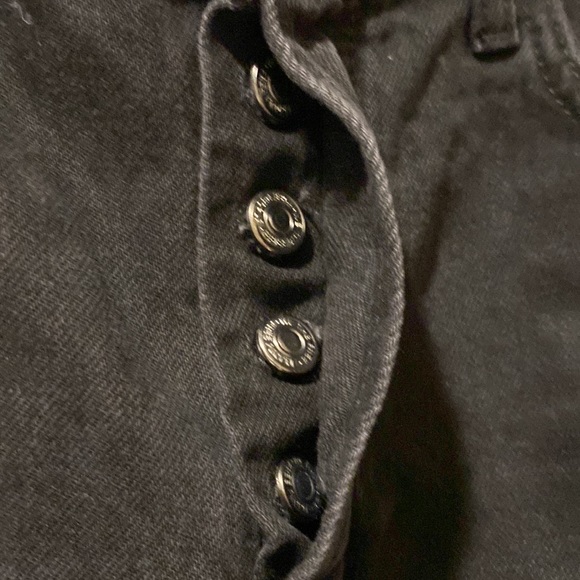 New We the Free Maggie, mid rise straight button fly destructed black jeans #L - Picture 5 of 7